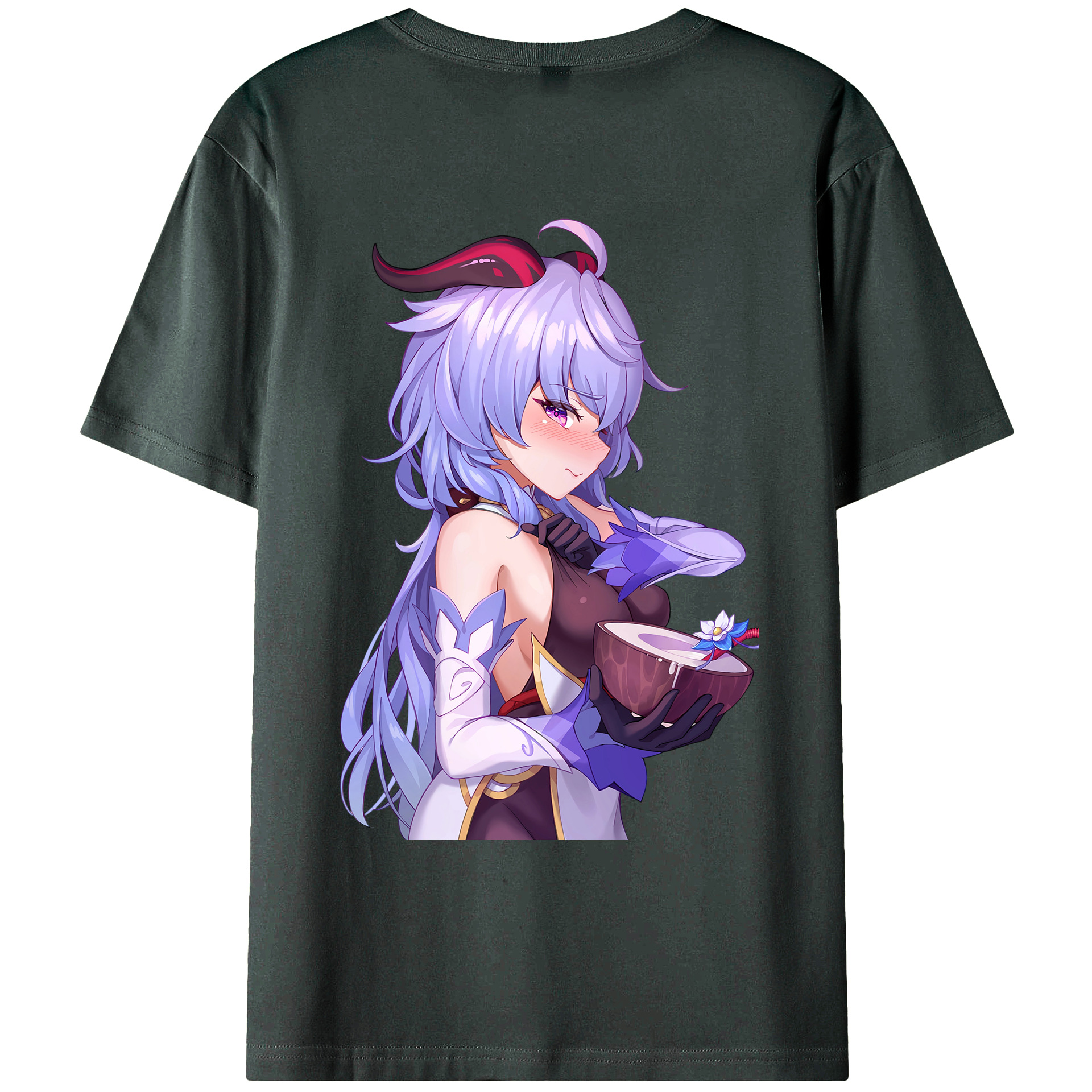 げんし神 甘雨 かんう genshin Ganyu 綿100％ メンズ半袖Tシャツ（バックプリント） 通気性